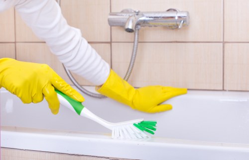 Professional carpet stain removal in a business setting